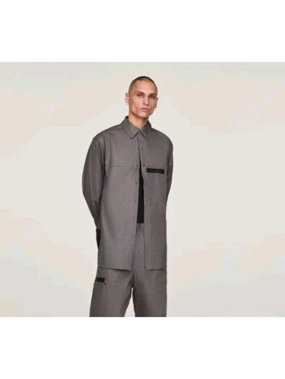 Adidas Y-3 UT Twill Overshirt Utility Style KB2079 Grey Large NWT Yohji Yamamoto